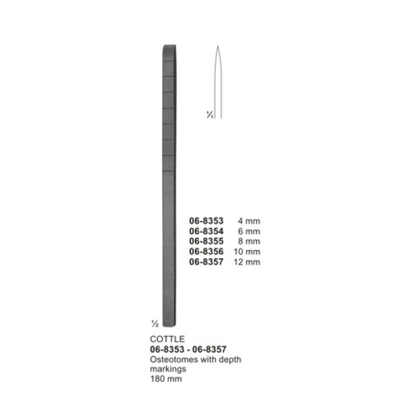 COTTLE Osteotomes with depth markings 180 mm 4 mm