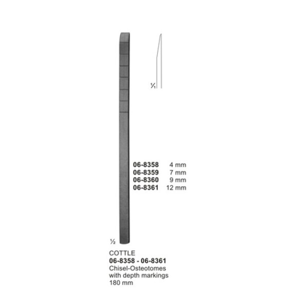 COTTLE Chisel-Osteotomes with depth markings 180 mm 4 mm