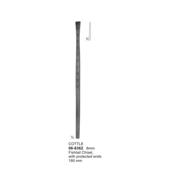 COTTLE 8mm Fishtail Chisel, with protected ends 180 mm