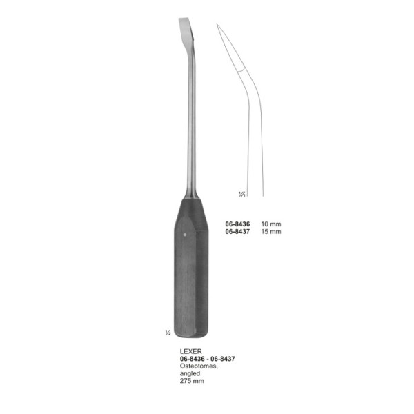 LEXER Osteotomes, angled 275 mm 10mm