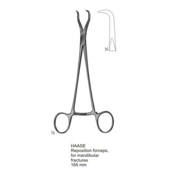 HAASE Reposition forceps, for mandibular fractures 165 mm