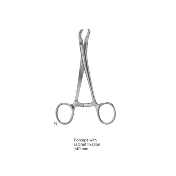 Forceps with ratchet fixation 140 mm