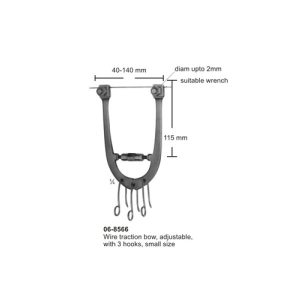 Wire traction bow, adjustable, with 3 hooks, small size