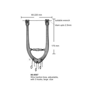 Wire traction bow, adjustable, with 3 hooks, large size